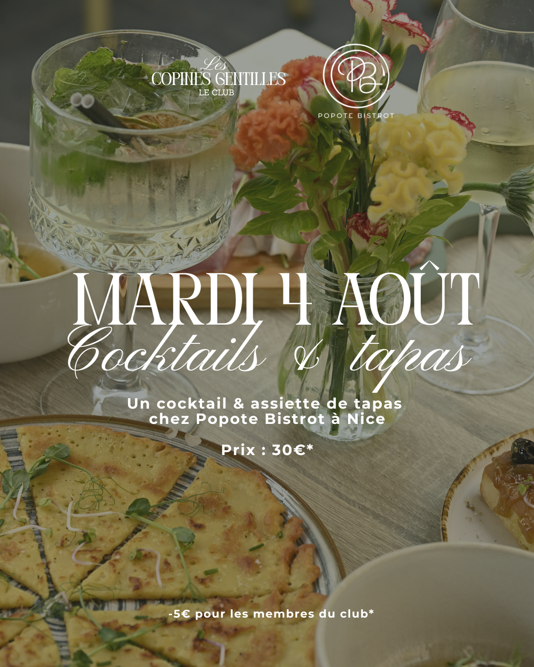 04 AOUT 2026-Apéritif entre femmes à Nice | Cocktail & tapas – Les Copines Gentilles