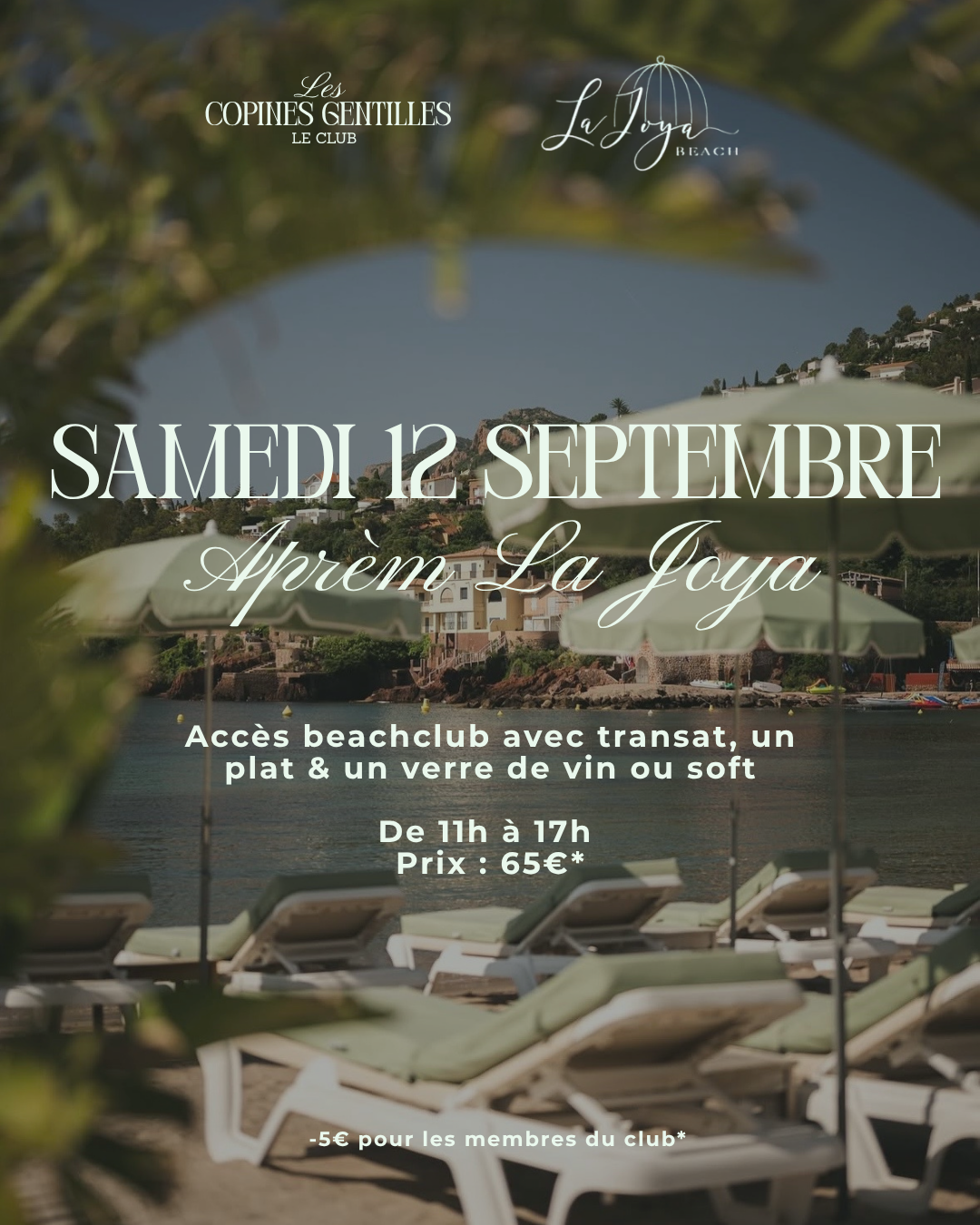 SAMEDI 12 SEPTEMBRE - BEACH DAY LA JOYA THEOULE SUR MER 65€