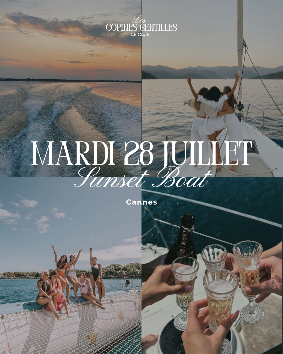 Sunset Bateau & Apéritif à Cannes – Mardi 28 juillet – 135€