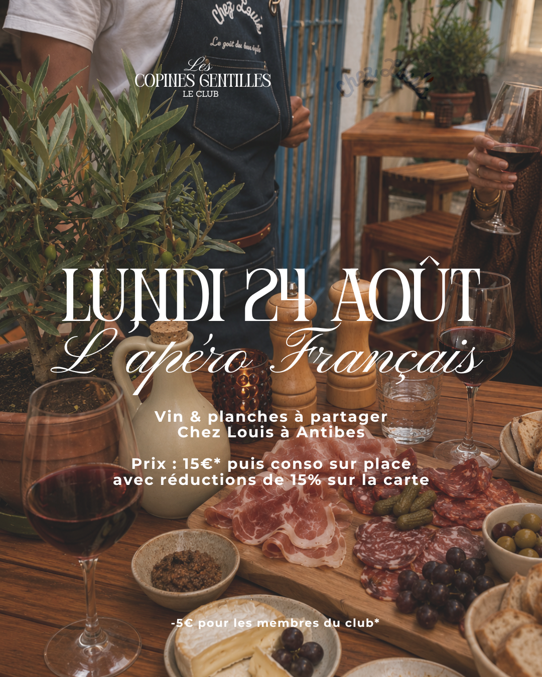 24 AOUT 2025- Apéro entre femmes à Antibes | Les Copines Gentilles x Chez Louis