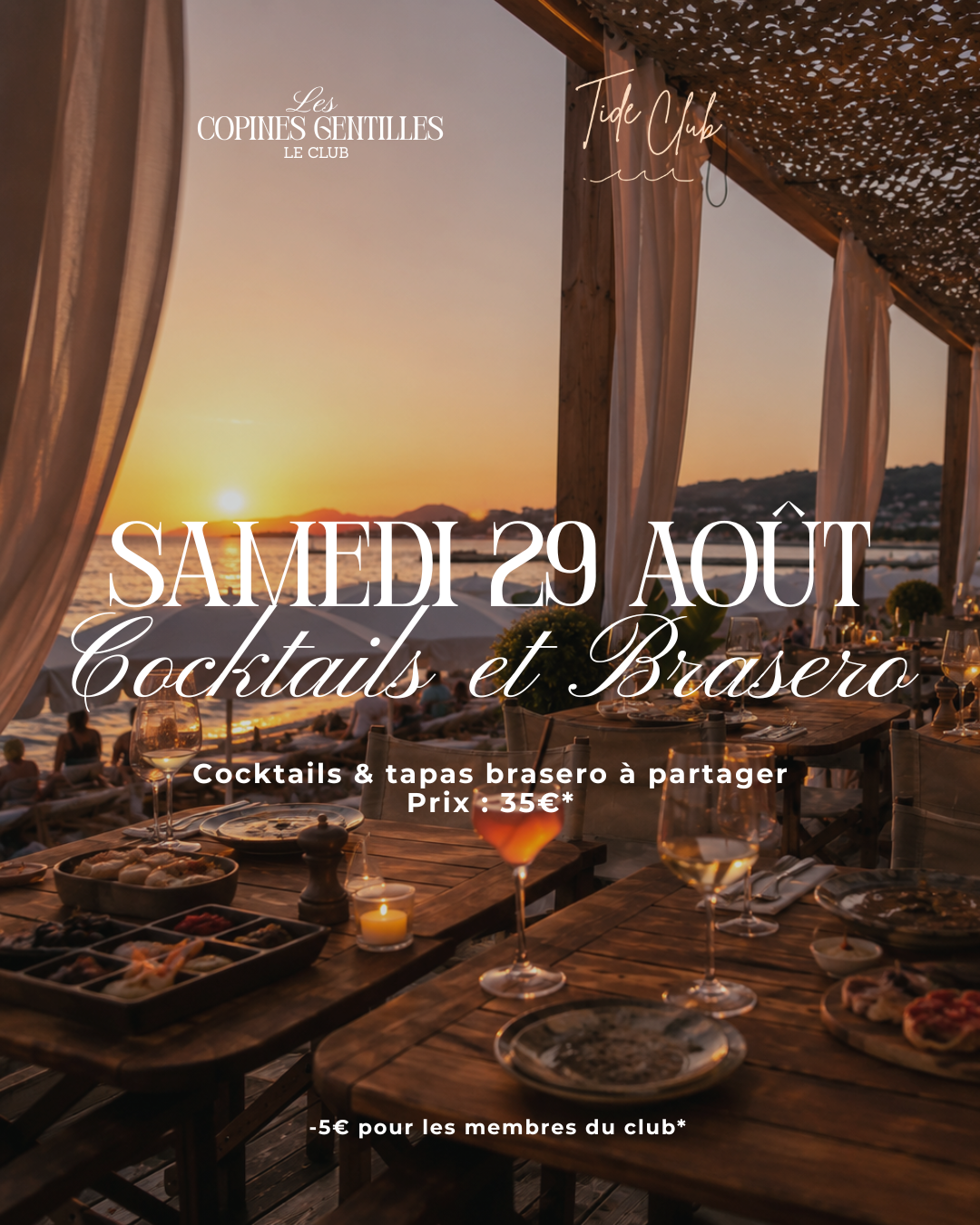 29 AOUT 2026- Brasero & Cocktails sur la plage x Les Copines Gentilles